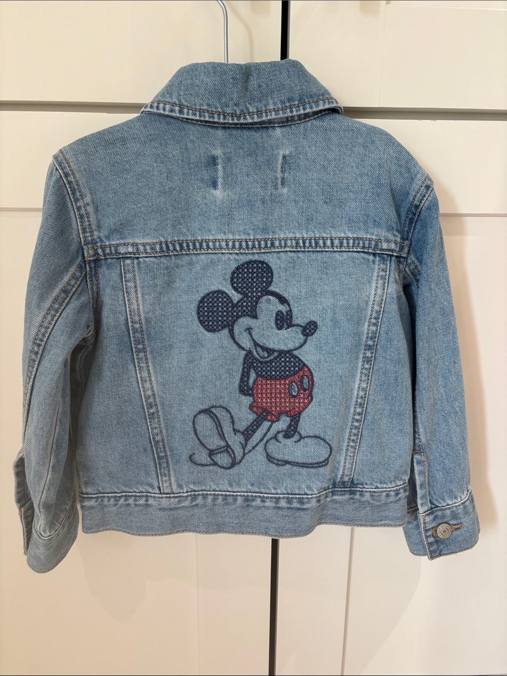 Gap Toddler Light Blue Denim Jacket with Mickey Mouse Graphic